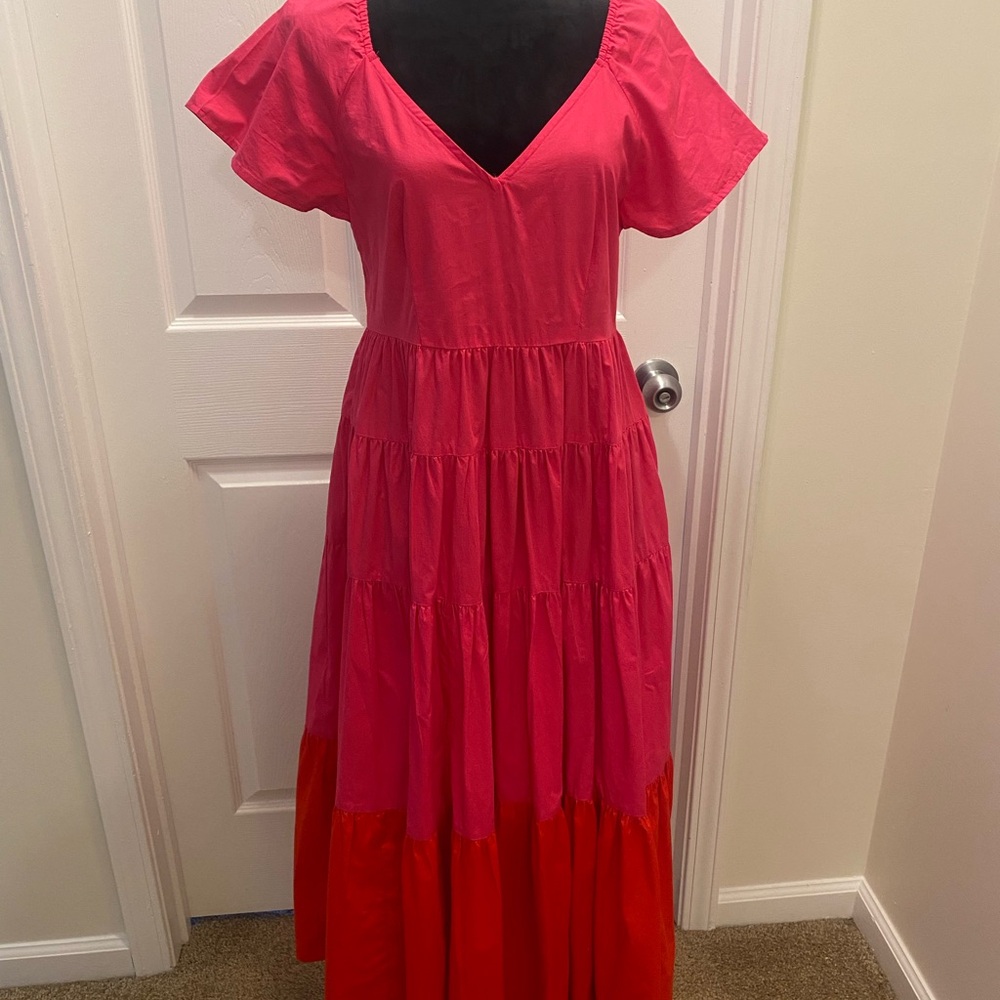 Elegant Women's Maxi Dress in Pink and Red